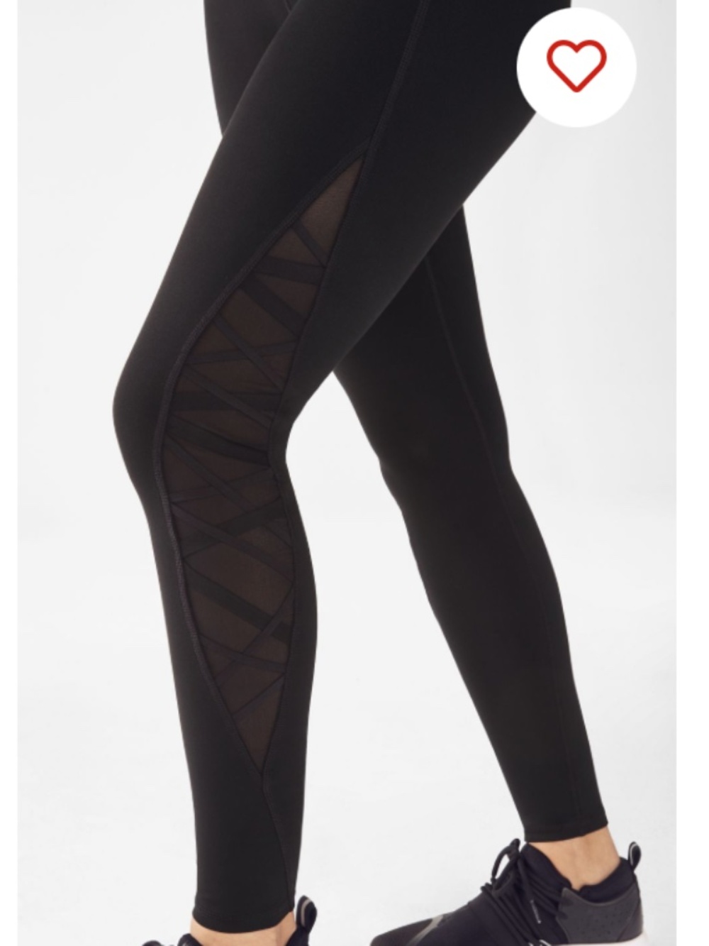 Fabletics Mid-Rise Mesh PowerHold Leggings Black Size XS Lace-Up Cutout